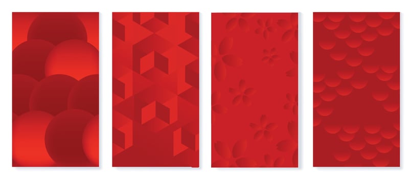 Chinese New Year 2024 card background vector. Year of the dragon design with flower, geometric shape pattern. Elegant oriental illustration for cover, banner, website, calendar, envelope. vector