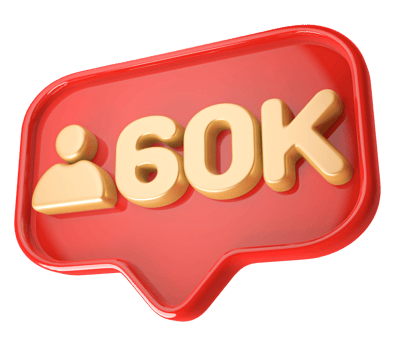 60k Follower 3D icon png