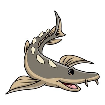 Cute sturgeon fish cartoon on white background vector