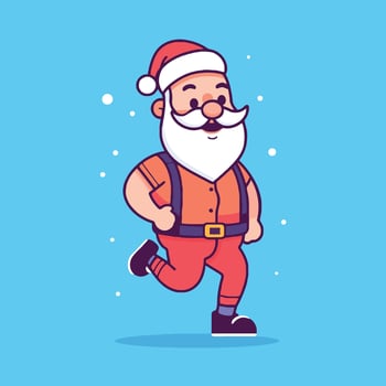 Cartoon Santa Claus running. illustration in a flat style. vector
