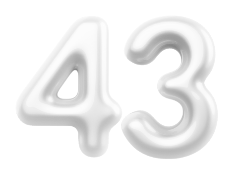 Silver 3D Number 43 png