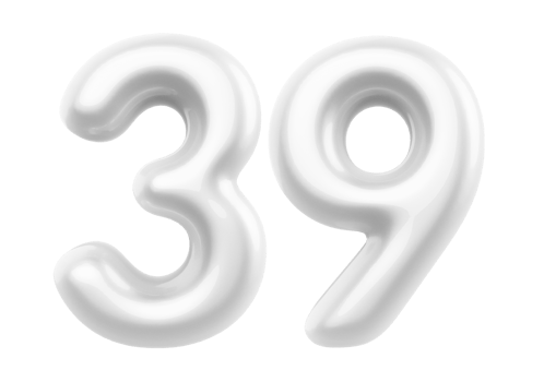 Silver 3D Number 39 png