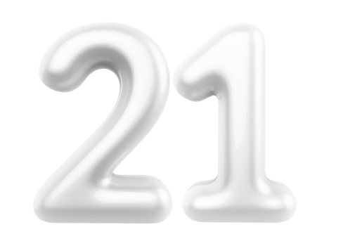Silver 3D Number 21 png