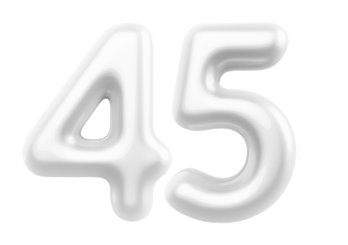 Silver 3D Number 45 png