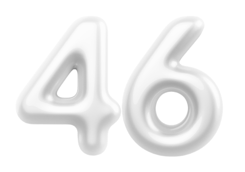 Silver 3D Number 46 png