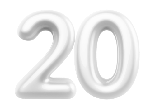 Silver 3D Number 20 png