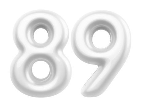 Silver 3D Number 89 png