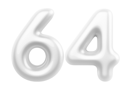 Silver 3D Number 64 png