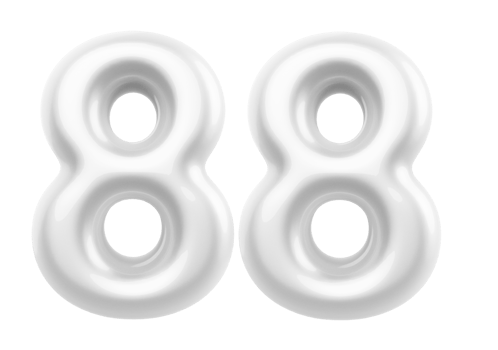 Silver 3D Number 88 png