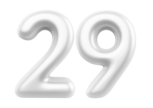 Silver 3D Number 29 png