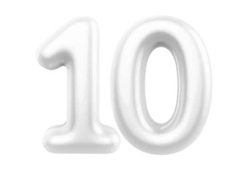 Silver 3D Number 10 png