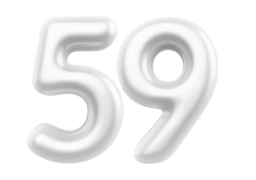 Silver 3D Number 59 png
