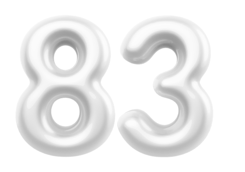 Silver 3D Number 83 png
