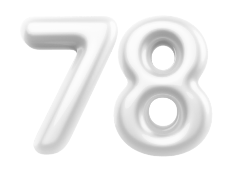 Silver 3D Number 78 png