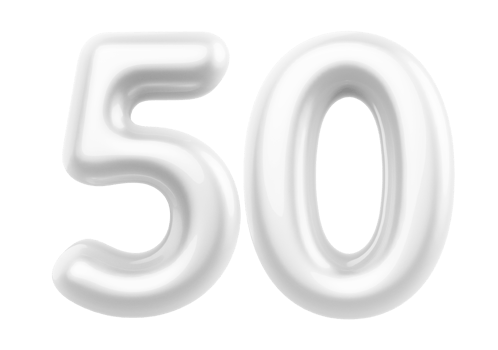 Silver 3D Number 50 png