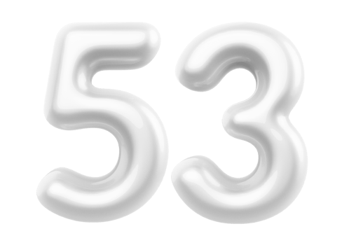 Silver 3D Number 53 png