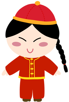 Boy cartoon character wearing Chinese cap and red costume png