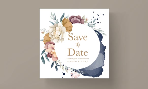 beautiful hand drawn botanical flower invitation card template vector
