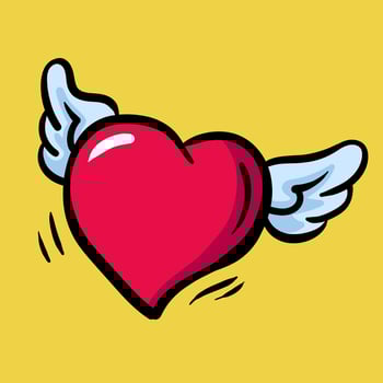 Heart and wings hand drawn vector illustration. Suitable for expression of love. Flying heart vector.