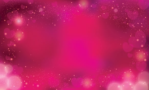 Vector pink blur hearts on a glowing background
