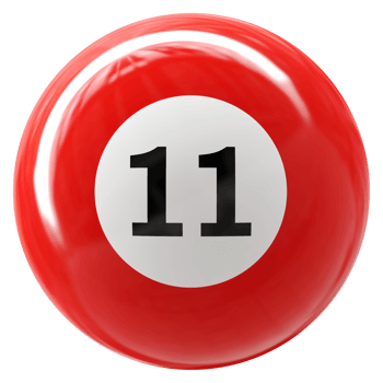 11 number 3d ball red png