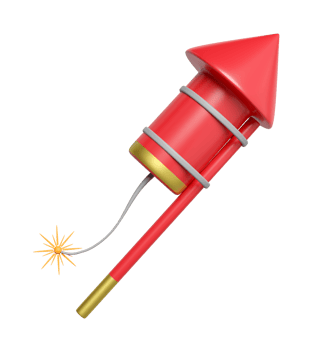 3d firework rocket for festive chinese new year holiday. 3d render illustration png