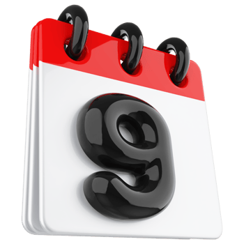 3d icon calendar number 9 png