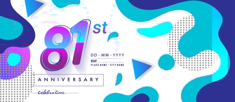 81st years anniversary logo, vector design birthday celebration with colorful geometric background and circles shape.
