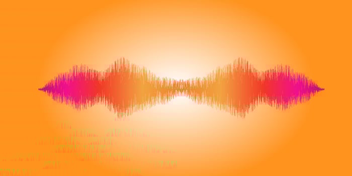 Vector Sound waves. Oscillating glowing light. abstract background