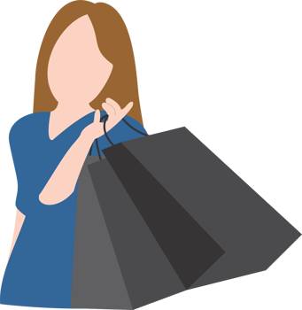 The women with shopping bag PNG