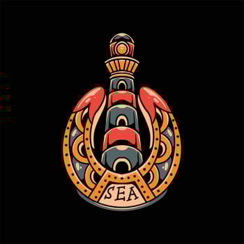 sea lighthouse tattoo vector design