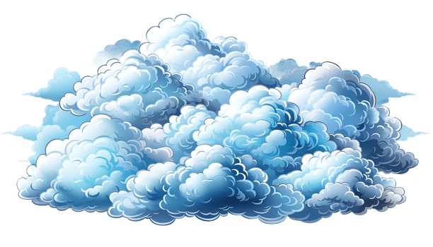 AI generated Fluffy cloud clipart, cloud shapes graphics, sky background, transparent background, weather illustration, celestial clouds, cloud shapes set, white fluffy clouds, sky backdrop png