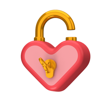 3D illustration open Heart Shaped Padlock png