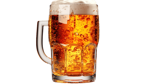 AI generated Foamy beer mug clipart, transparent background, beer glass illustration, alcoholic beverage png