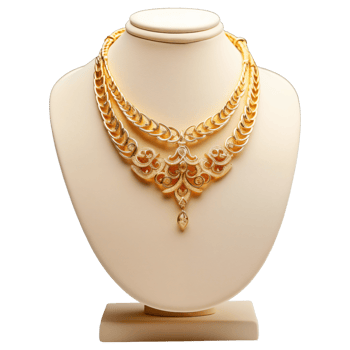 AI generated Gold Necklace on Display Stand , Elegant Jewelry Photography png