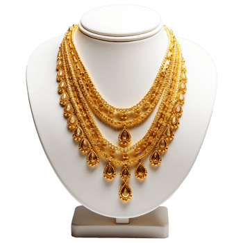 AI generated Gold Necklace on Display Stand , Elegant Jewelry Photography png