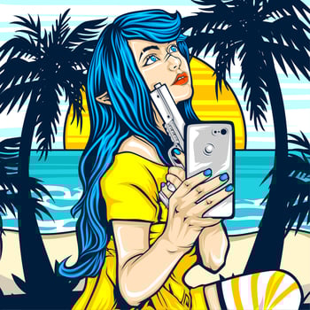 AI generated selfie girl illustration vector