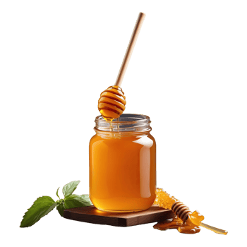 AI generated honey food with honey stick isolated on transparent background png