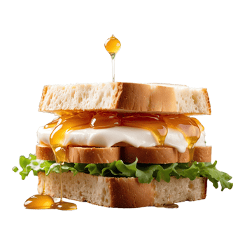 AI generated honey sandwich delicious food isolated on transparent background png