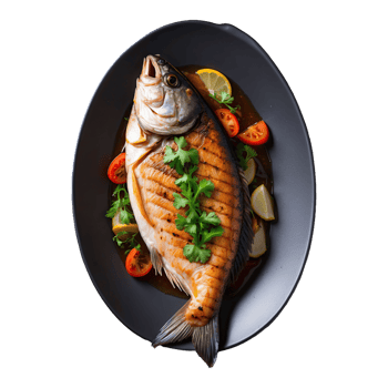 AI generated grilled fish braised fish food isolated on transparent background png