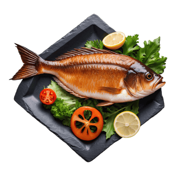 AI generated grilled fish braised fish food isolated on transparent background png