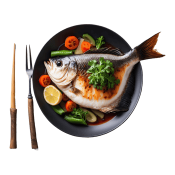 AI generated grilled fish braised fish food isolated on transparent background png