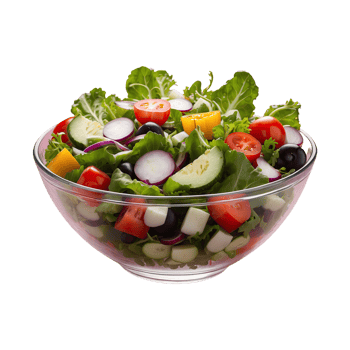 AI generated Vegetable salad in clear bowl isolated on transparent background png