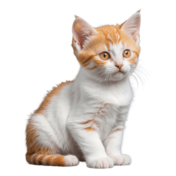 AI generated young exotic cat orange and white one month old isolated on transparent background png