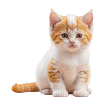 AI generated young exotic cat orange and white one month old isolated on transparent background png