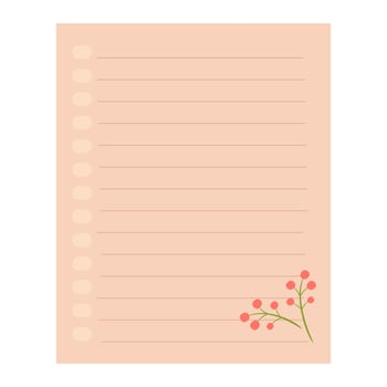 Pastel notebook page template. Aesthetic card notes, notepaper, to do list, note, memo, checklist, planner, diary, and journaling. vector