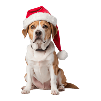AI generated dog wearing a santa hat isolated on transparent background png