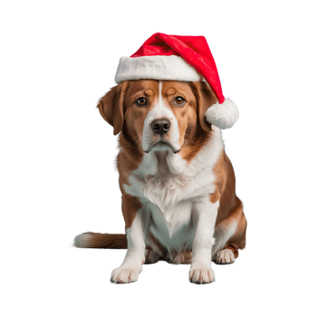 AI generated dog wearing a santa hat isolated on transparent background png