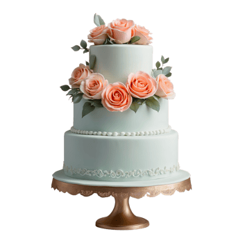 AI generated Three Tier Wedding Cake isolated on transparent background png