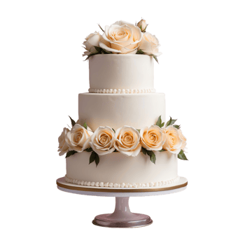 AI generated Three Tier Wedding Cake isolated on transparent background png